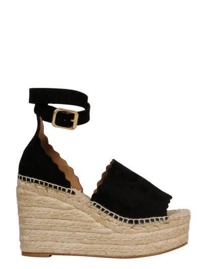 Shop Chloé Lauren Wedge Sandals In 001