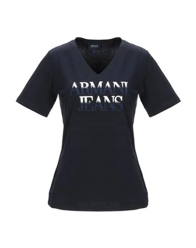 Shop Armani Jeans T-shirts In Dark Blue
