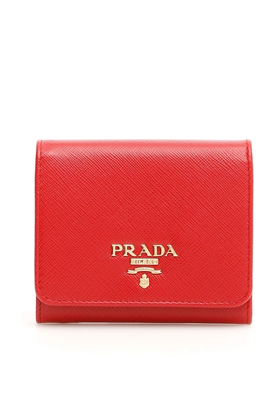 Shop Prada Flap Wallet In Fuoco|rosso