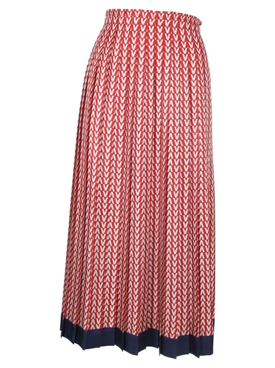 Shop Valentino Logo Pattern Skirt In Amy Almond/brick