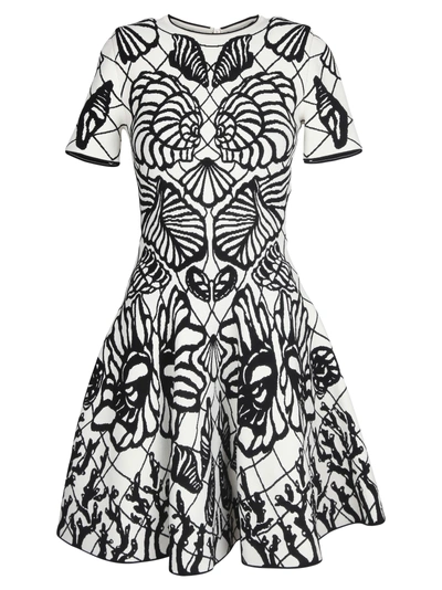 Shop Alexander Mcqueen Seashell Motif Knitted Dress In Ivory/black