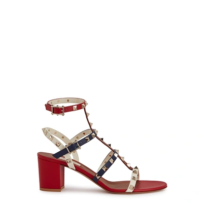 Shop Valentino Rockstud 60 Leather Sandals In Red