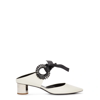 Shop Proenza Schouler Grommet 40 Ivory Leather Mules In White And Black