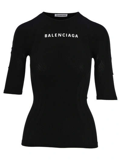 Shop Balenciaga Top Logo In Black