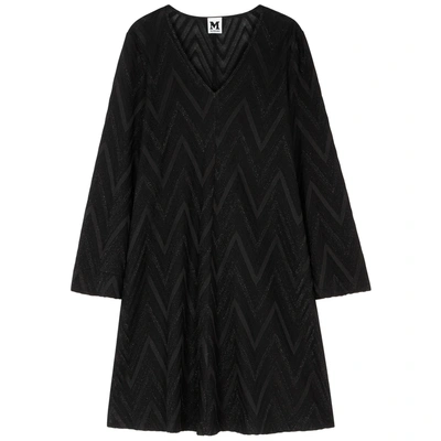 Shop M Missoni Black Zigzag Metallic-knit Dress
