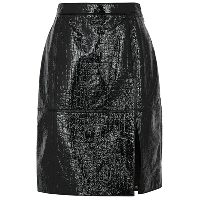 Shop Msgm Black Patent Faux-leather Skirt