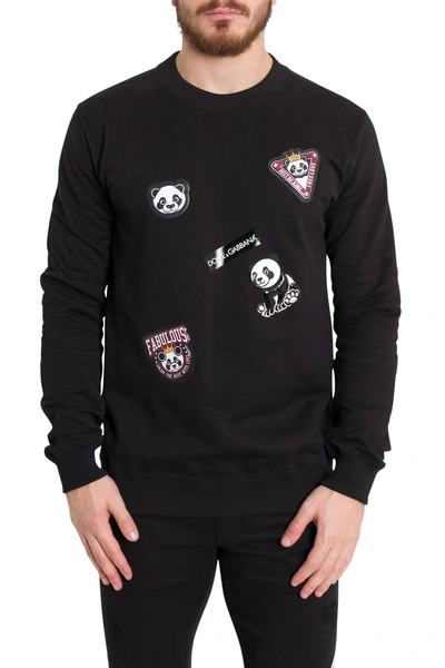 Shop Dolce & Gabbana Panda Patches Sweatshirt In Nero