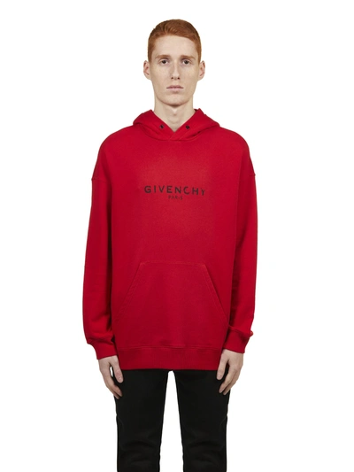 Shop Givenchy Paris Logo Vintage Hoodie In Rosso Nero