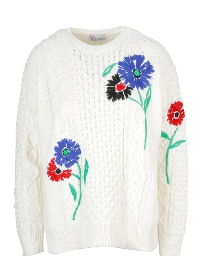 Shop Red Valentino Floral Embroidered Sweatshirt In A03