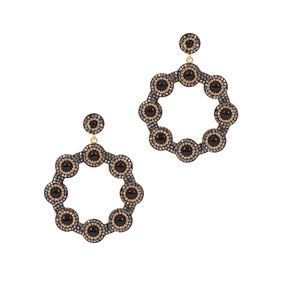 Shop Soru Jewellery Onyx 18kt Gold-plated Hoop Earrings In Black