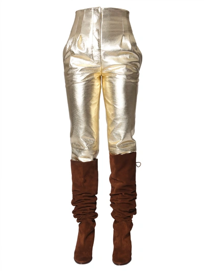 Shop Alberta Ferretti Leather Pants In Oro