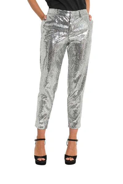 Shop Dsquared2 Silver Sequins Trousers In Argento