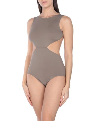 Shop Rick Owens One-piece Swimsuits In Dove Grey
