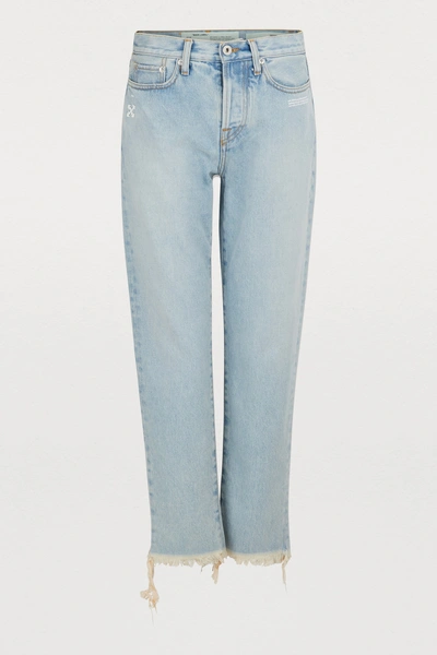 Shop Off-white Faded Slim Jeans In Bleach
