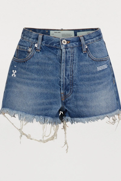 Shop Off-white Denim Shorts In Blue