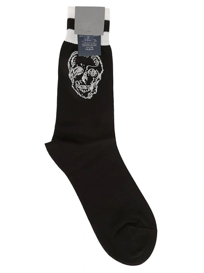 Shop Alexander Mcqueen Skull Logo Socks In Black