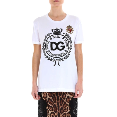Shop Dolce & Gabbana Logo Crown T In White