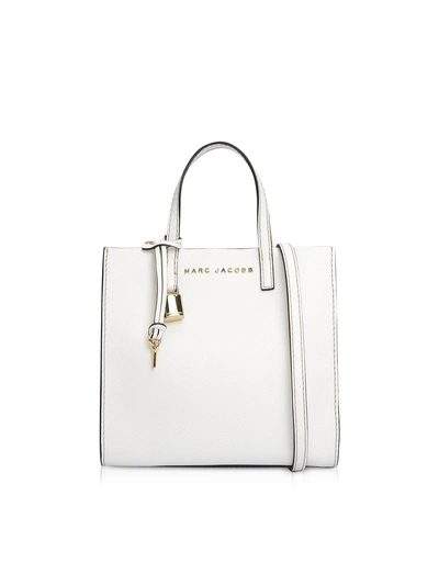 Shop Marc Jacobs Grainy Leather The Mini Grind Tote Bag In White