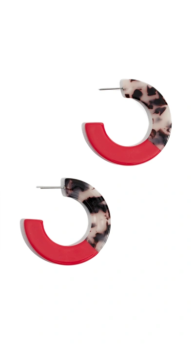 Shop Shashi Peyton Hoop Earrings In Red