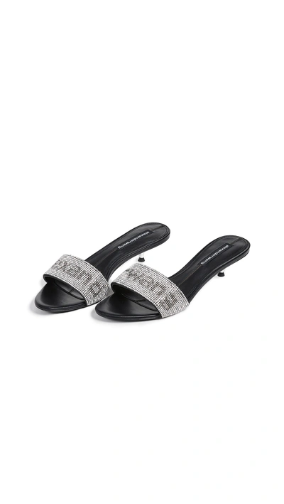 Shop Alexander Wang Jo Kitten Heel Logo Sandals In Black