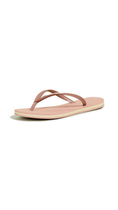 Shop Havaianas Slim Brazil Flip Flops In Rose Nude