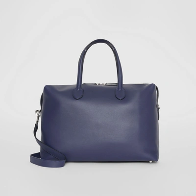 Shop Burberry Soft Leather Holdall In Regency Blue