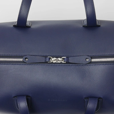 Shop Burberry Soft Leather Holdall In Regency Blue