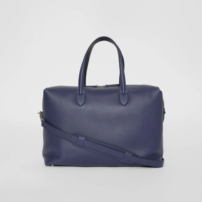 Shop Burberry Soft Leather Holdall In Regency Blue