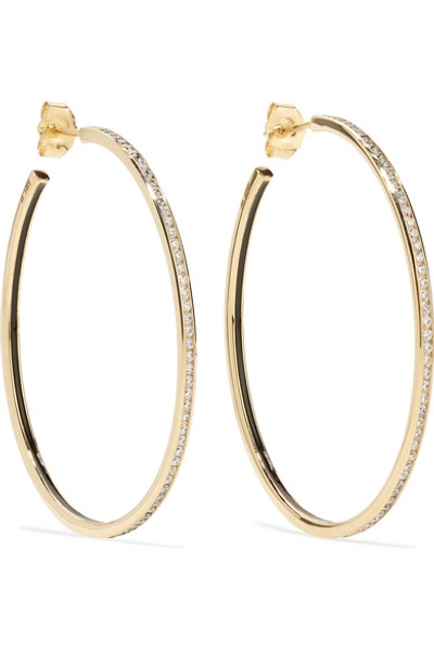 Shop Alison Lou Medium Linear 14-karat Gold, Diamond And Enamel Hoop Earrings