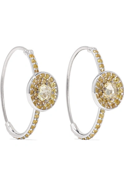 Shop Amrapali 18-karat White Gold Sapphire Hoop Earrings