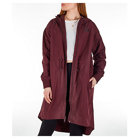 women's nike sportswear windrunner long hooded wind jacket