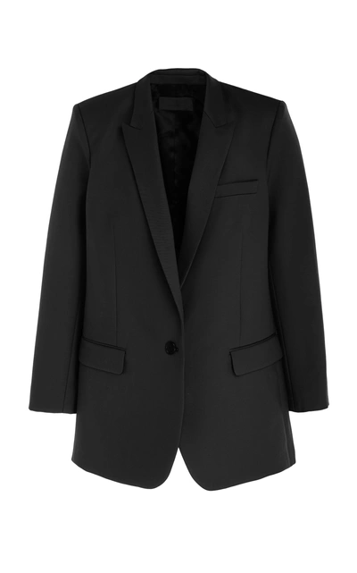 Shop Nili Lotan Diane Longline Wool-blend Blazer In Black