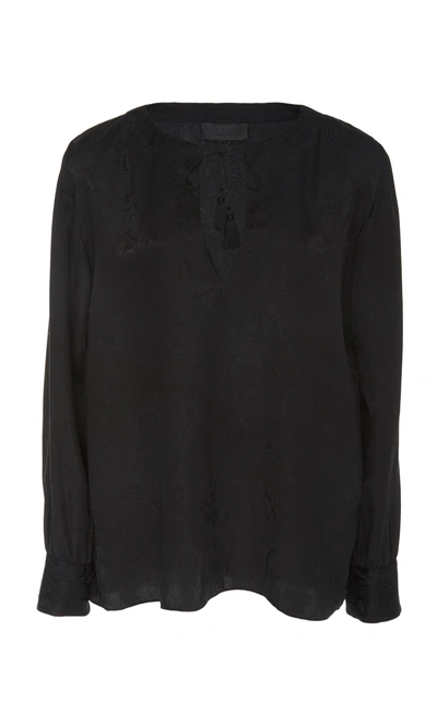 Shop Nili Lotan Lucena Paisley-printed Silk Blouse In Black