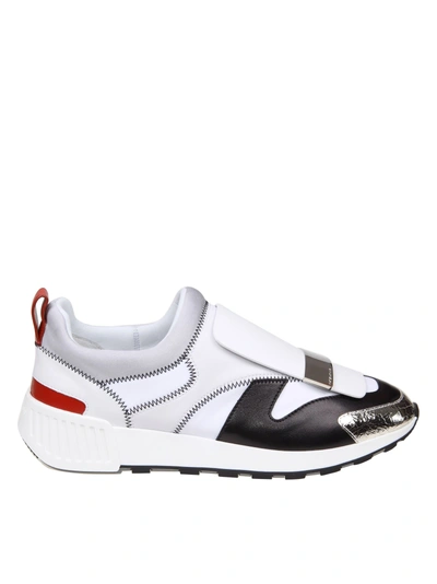 Shop Sergio Rossi Sneakers Sr1 Leather And Fabric White Color In Multicolor