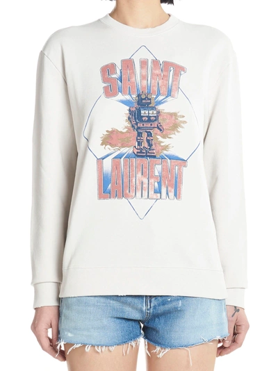 Shop Saint Laurent Robot Sweatshirt In Beige