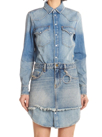 Shop Diesel Dress In Blue