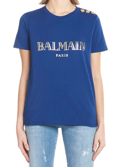 Shop Balmain T-shirt In Blue
