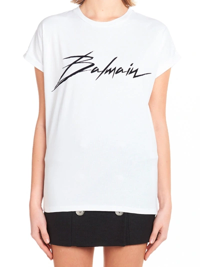 Shop Balmain 'logo Beychella' T-shirt In White