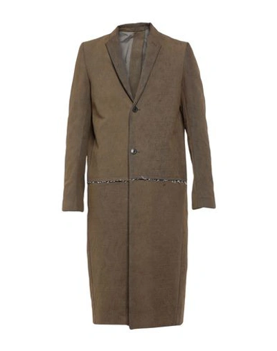 Shop Rick Owens Coat In Khaki