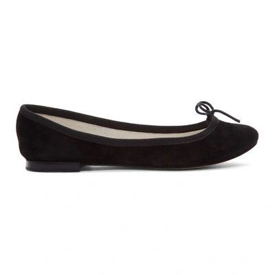 Shop Repetto Black Suede Cendrillon Ballerina Flats In 410 Black