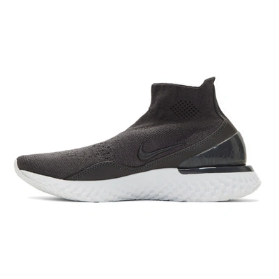 Shop Nike Grey Rise React Flyknit Sneakers In Thundergrey