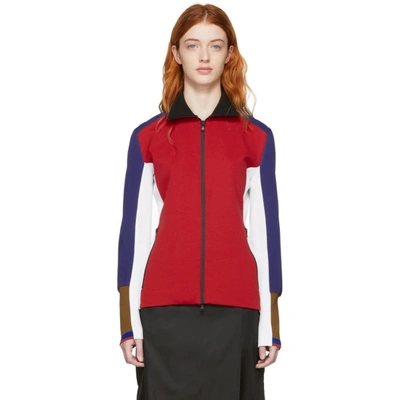 Shop Marni Red Colorblock Zip-up Jacket In Y5440 Blue
