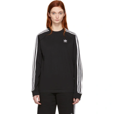 Shop Adidas Originals Black 3-stripes Long Sleeve T-shirt
