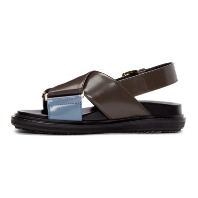 Shop Marni Brown And Blue Fussbett Sandals In Zl739 Choco
