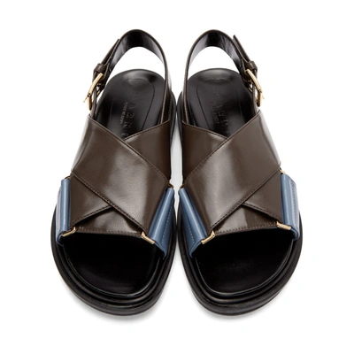 Shop Marni Brown And Blue Fussbett Sandals In Zl739 Choco