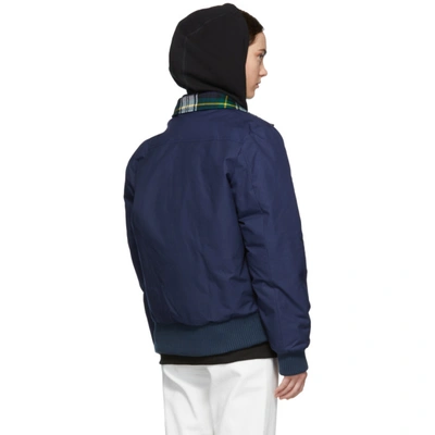 Noah Nyc Navy Tartan Collar A-2 Bomber Jacket In French Navy | ModeSens