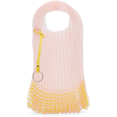 Shop Jil Sander Pink And Yellow Small Beaded Market Tote Bag In 689 Pink