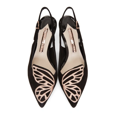 Shop Sophia Webster Black Suede Bibi Butterfly Slingback Heels