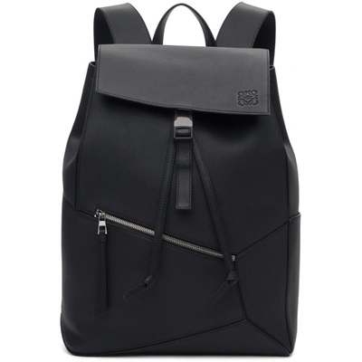 Loewe Puzzle Black Leather Backpack ModeSens