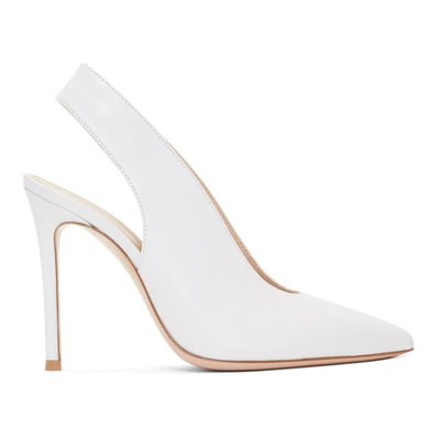 Shop Gianvito Rossi White Delta 105 Heels